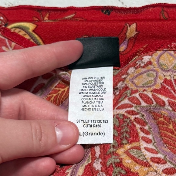 Vintage Red Paisley Tie-Back Top – Tag Size Large (Best for Medium) - Picture 6 of 8